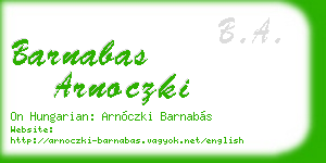barnabas arnoczki business card