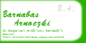 barnabas arnoczki business card